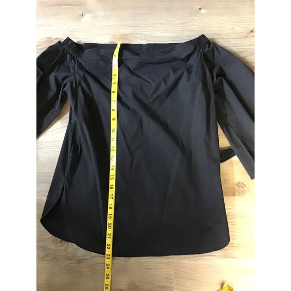 WOMEN BLACK 3/4 SLEEVE 97% COTTON OFF THE SHOULDER TOP SIZE SMALL- NWOT - Picture 6 of 7